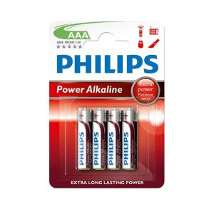 PILAS ALCALINAS PHILIPS AAA-LR3 1,5V BLÍSTER 4UD