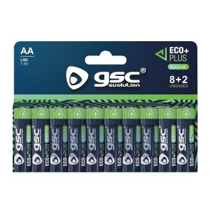PILA GSC ECOPLUS ALCALINA LR6 (AA) PACK DE 8+2UD