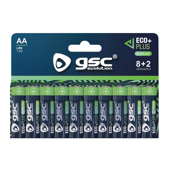 PILA GSC ECOPLUS ALCALINA LR6 (AA) PACK DE 8+2UD